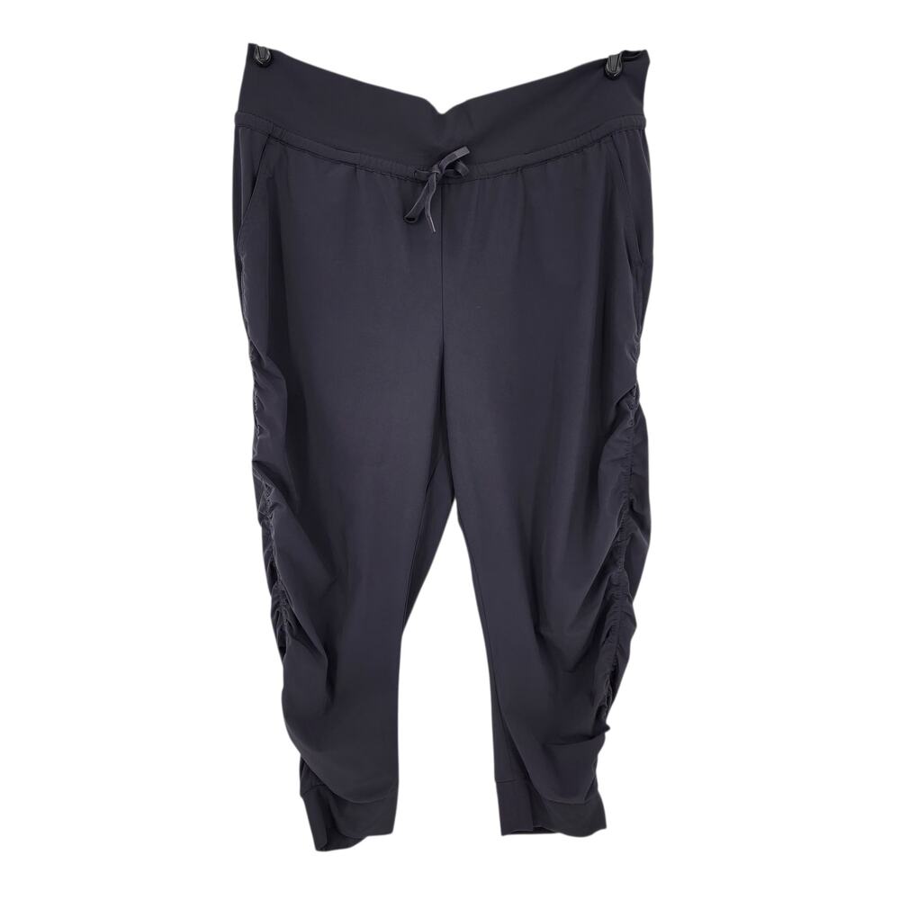 Athleta Black Attitude Ruched High Rise Drawstring Cropped Jogger Pants Size 16